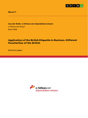 cover image of Application of the British Etiquette in Business. Different Peculiarities of the British